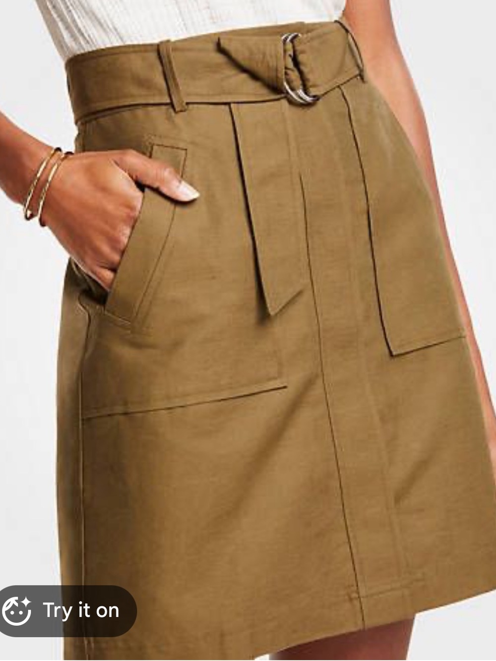 Ann Taylor Olive Green Belted Skirt